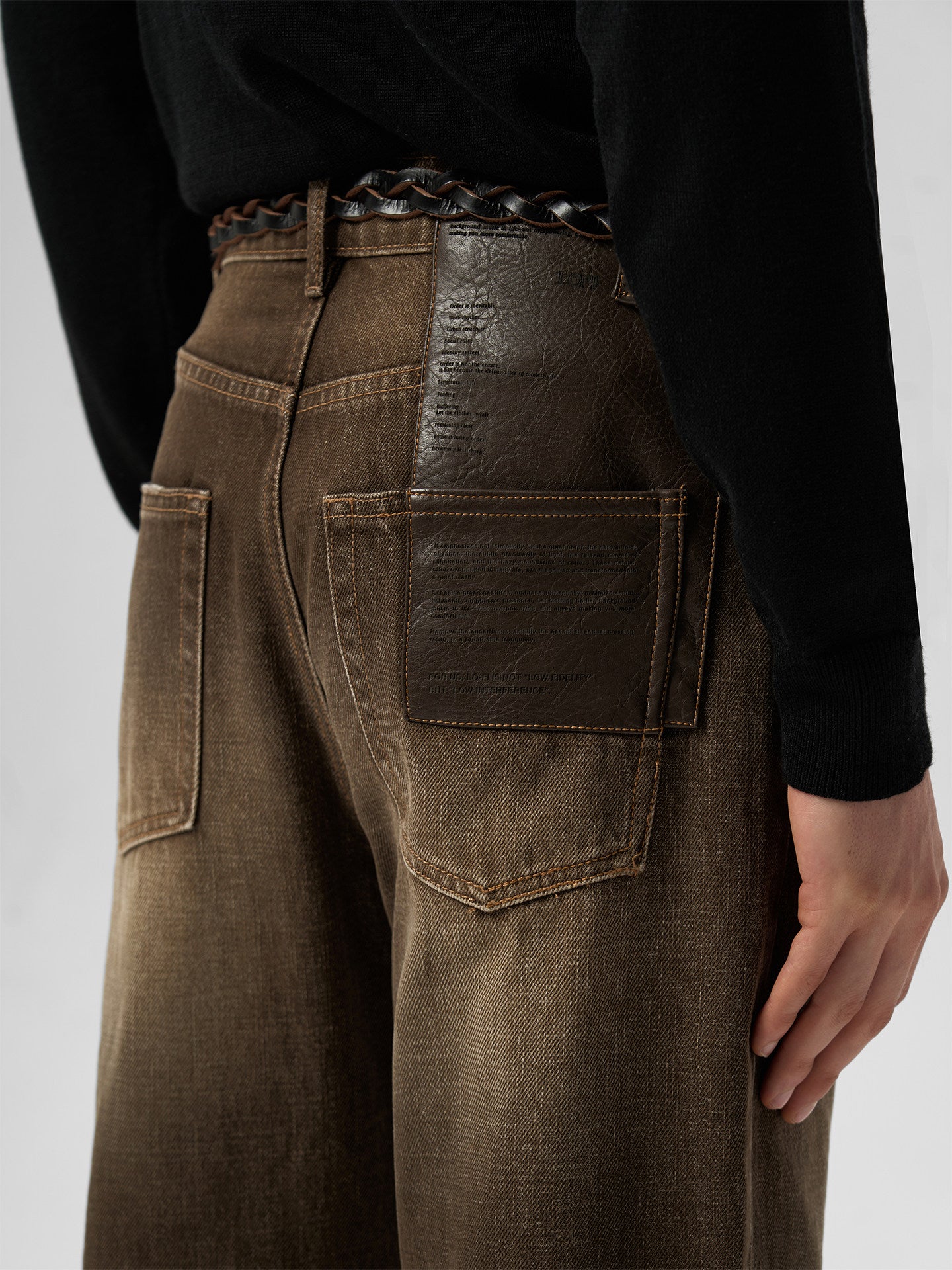 Leather patch jeans