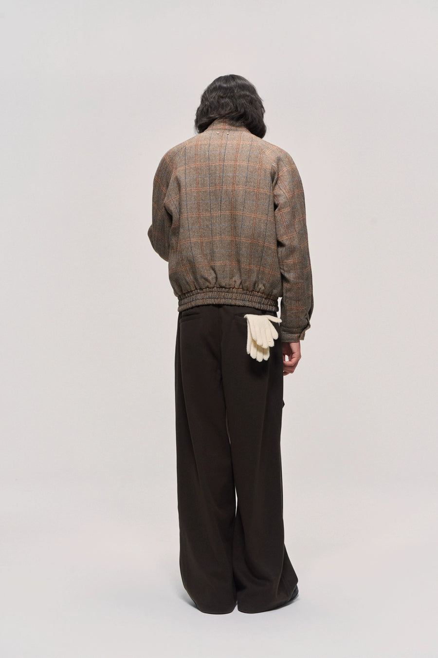 Wool Check Harrington Padded Jacket