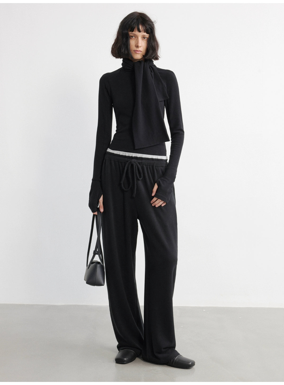 Scarf Neckline Lace-up T-shirt