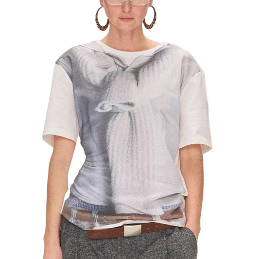 3D Scarf Print Loose Short Sleeve T-Shirt