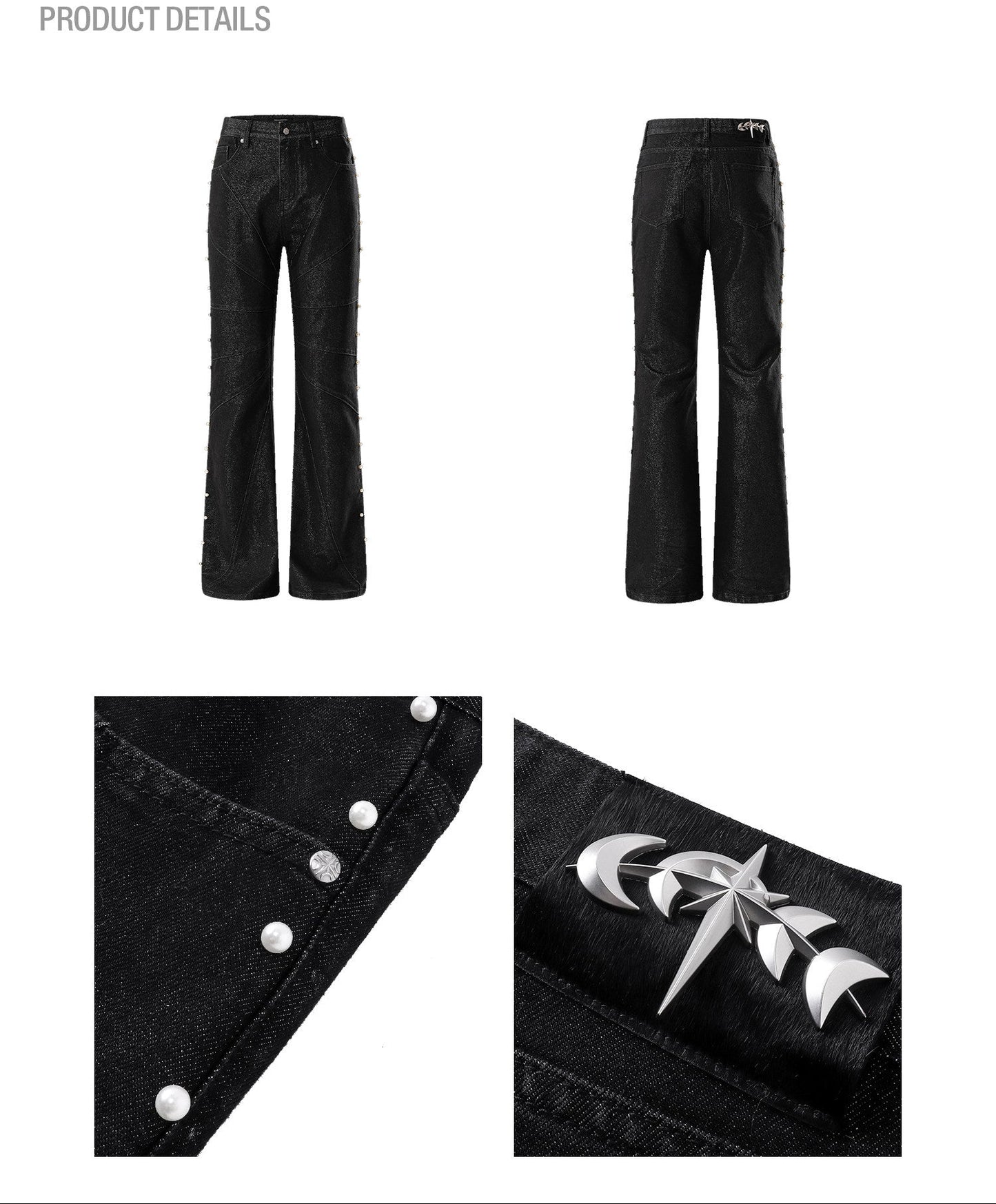 Metal mercerized bootcut jeans