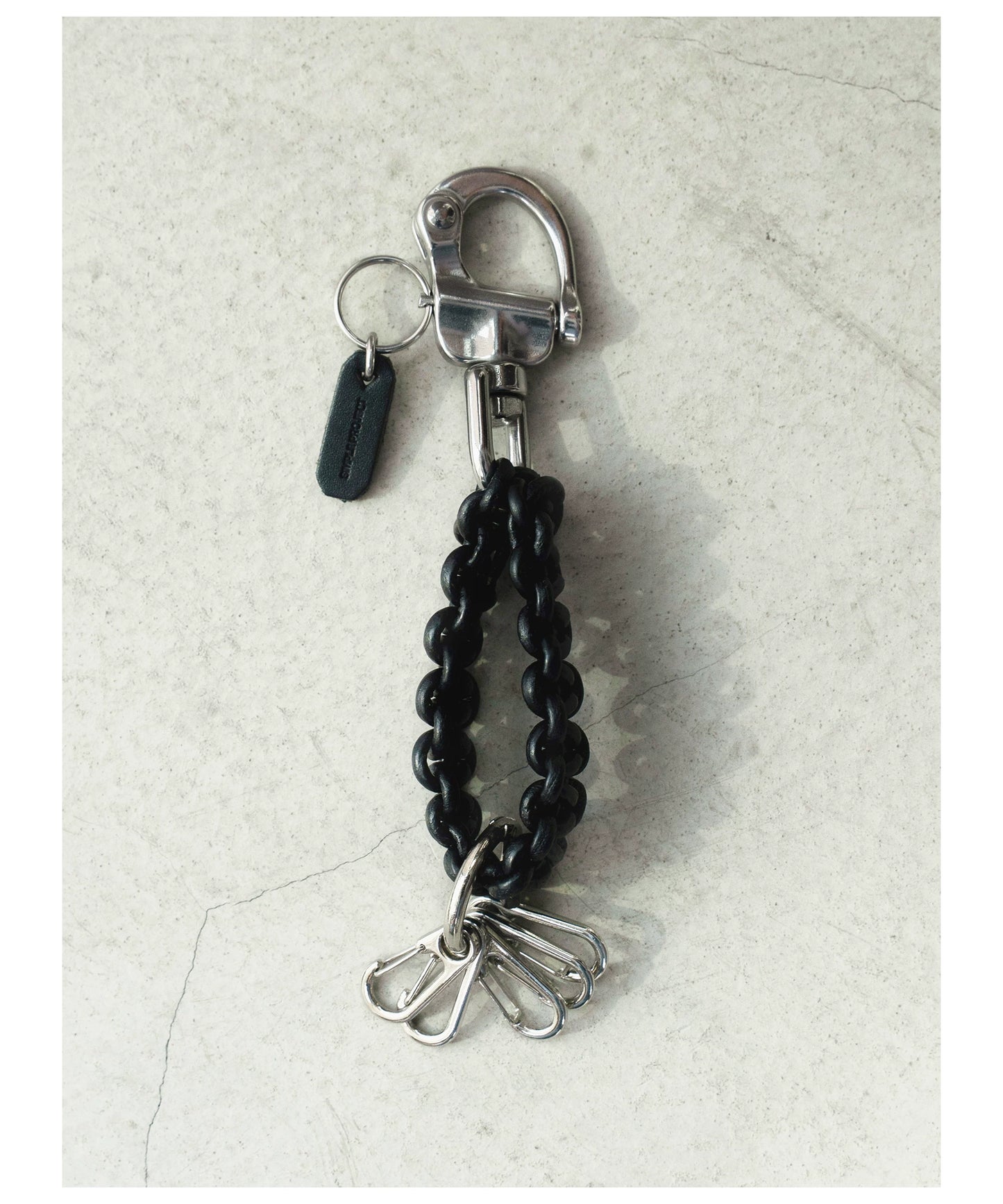 Braided leather keychain
