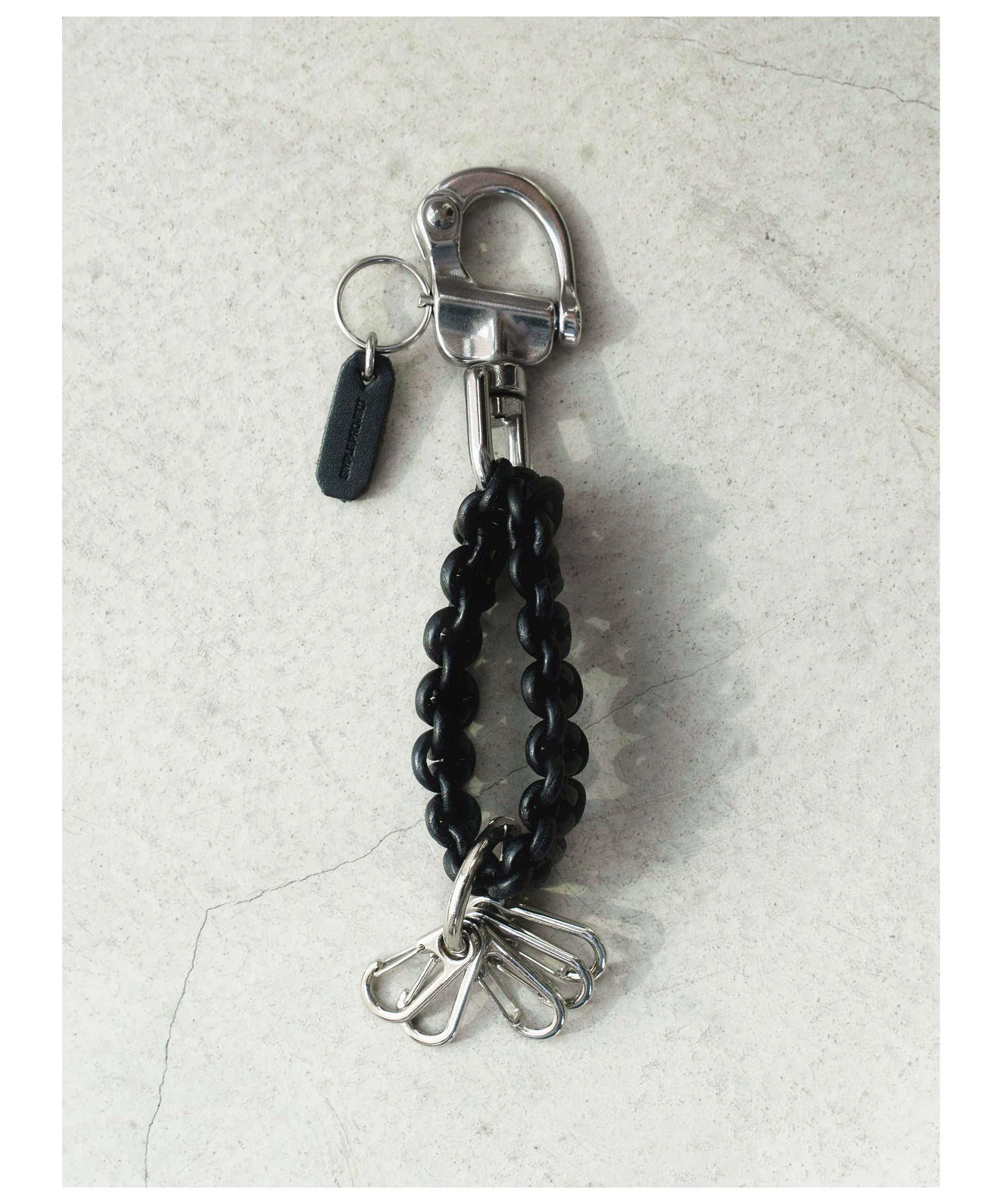 Braided leather keychain