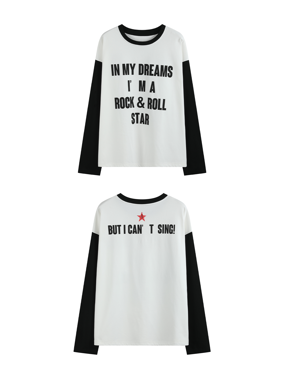 slogan dropped shoulders long sleeve T-shirts