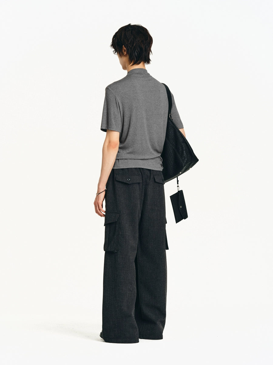 DIAGONAL TURTLENECK SHORT SLEEVE T-SHIRT
