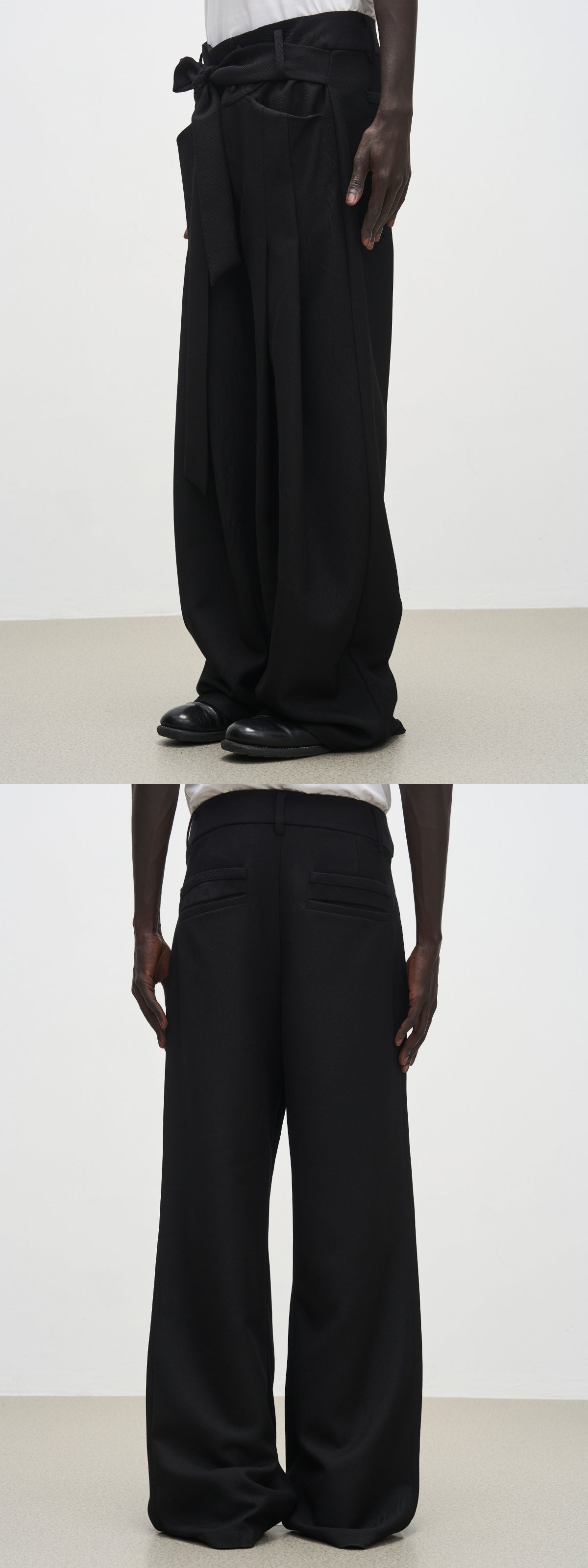 high-rise wrapped wide-leg trousers