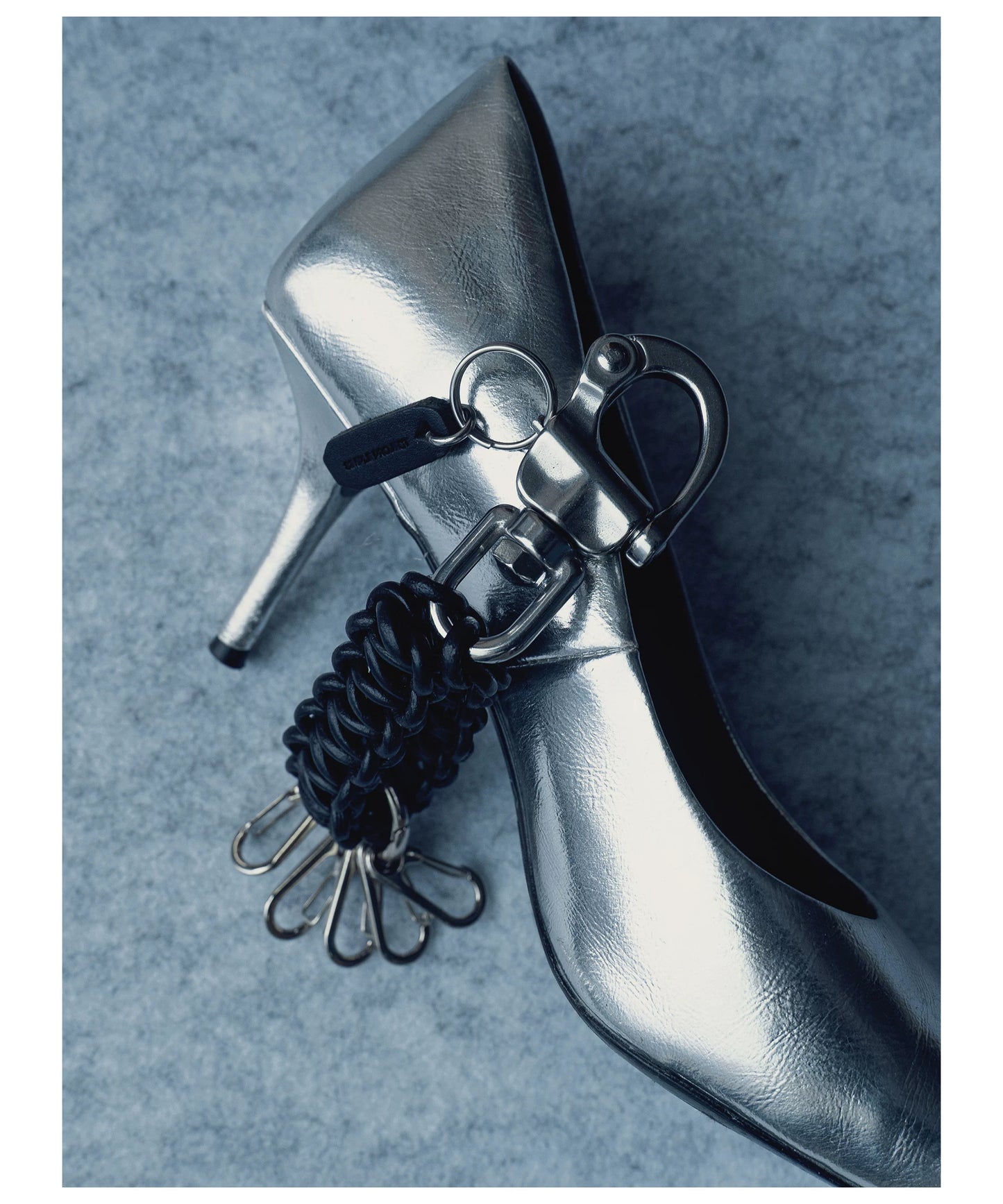 Braided leather keychain