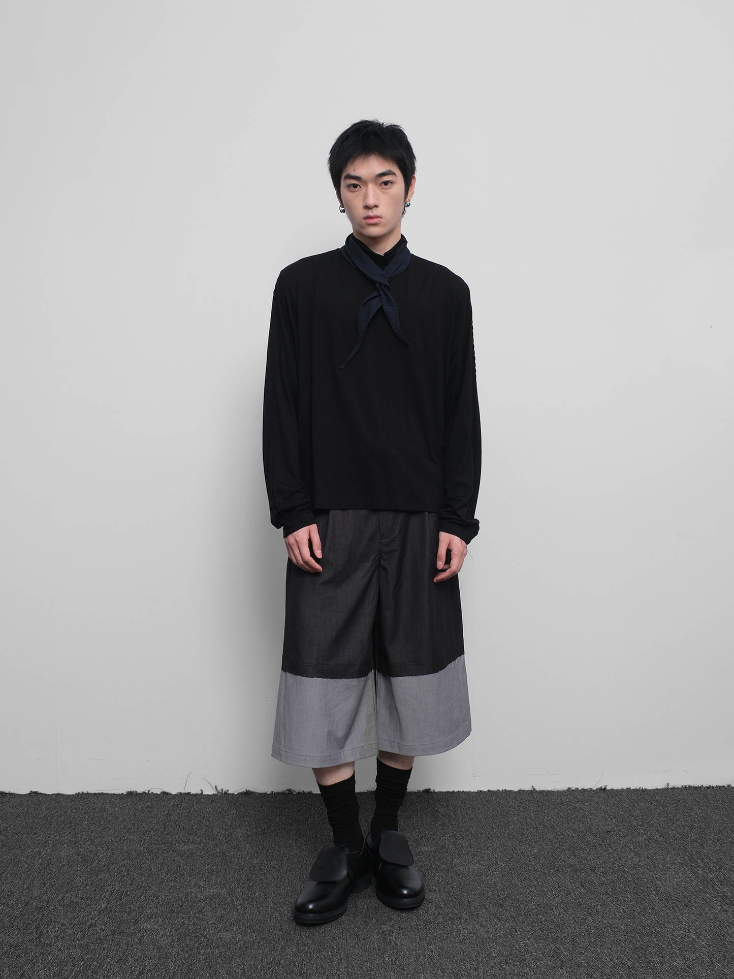 Rolled Up Collar Merino Wool Knit