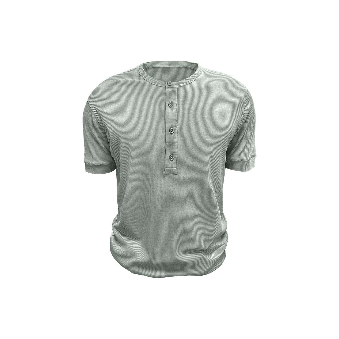 Henley Collar Pit Strip Short Sleeve T-Shirt