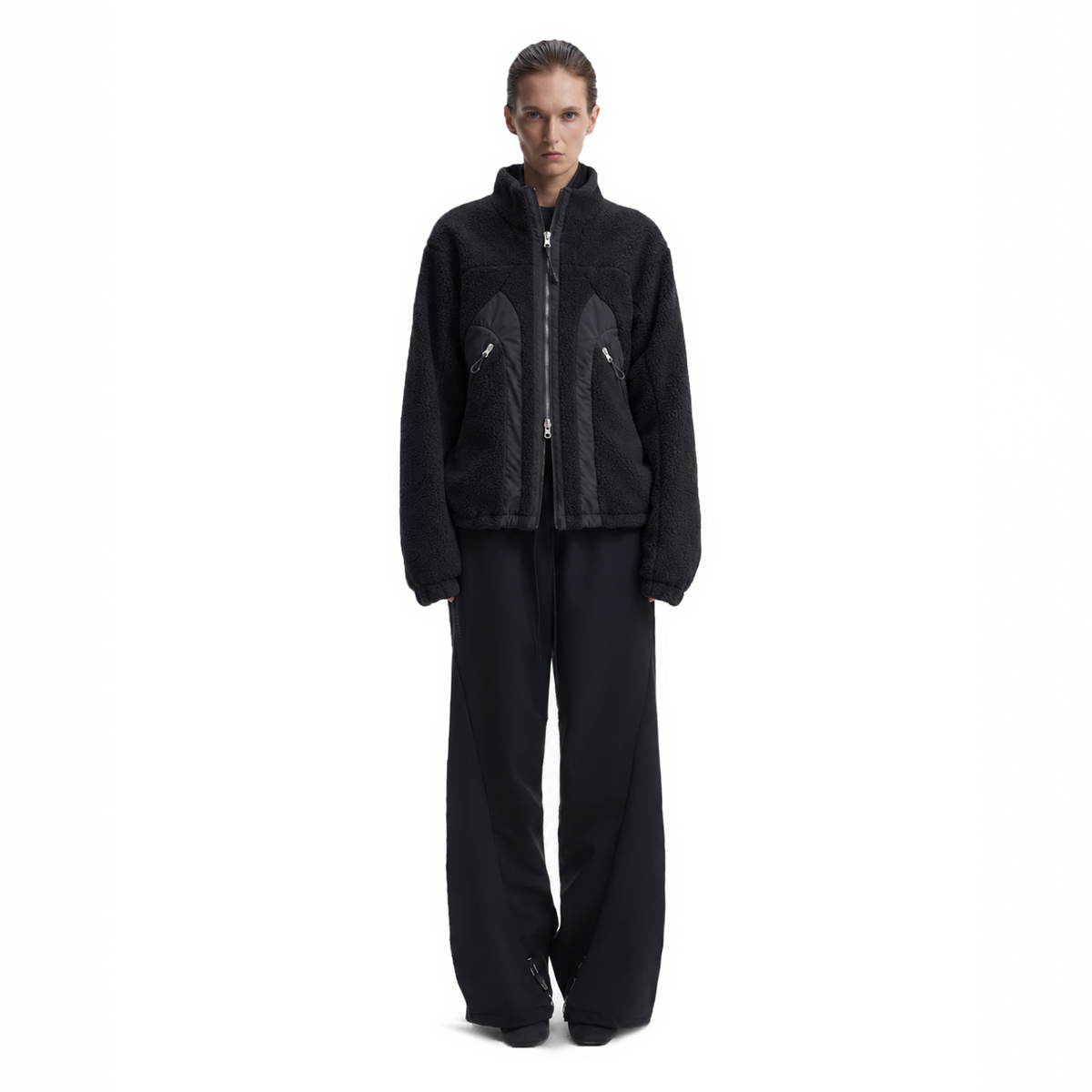 Lambs fleece patchwork jacket