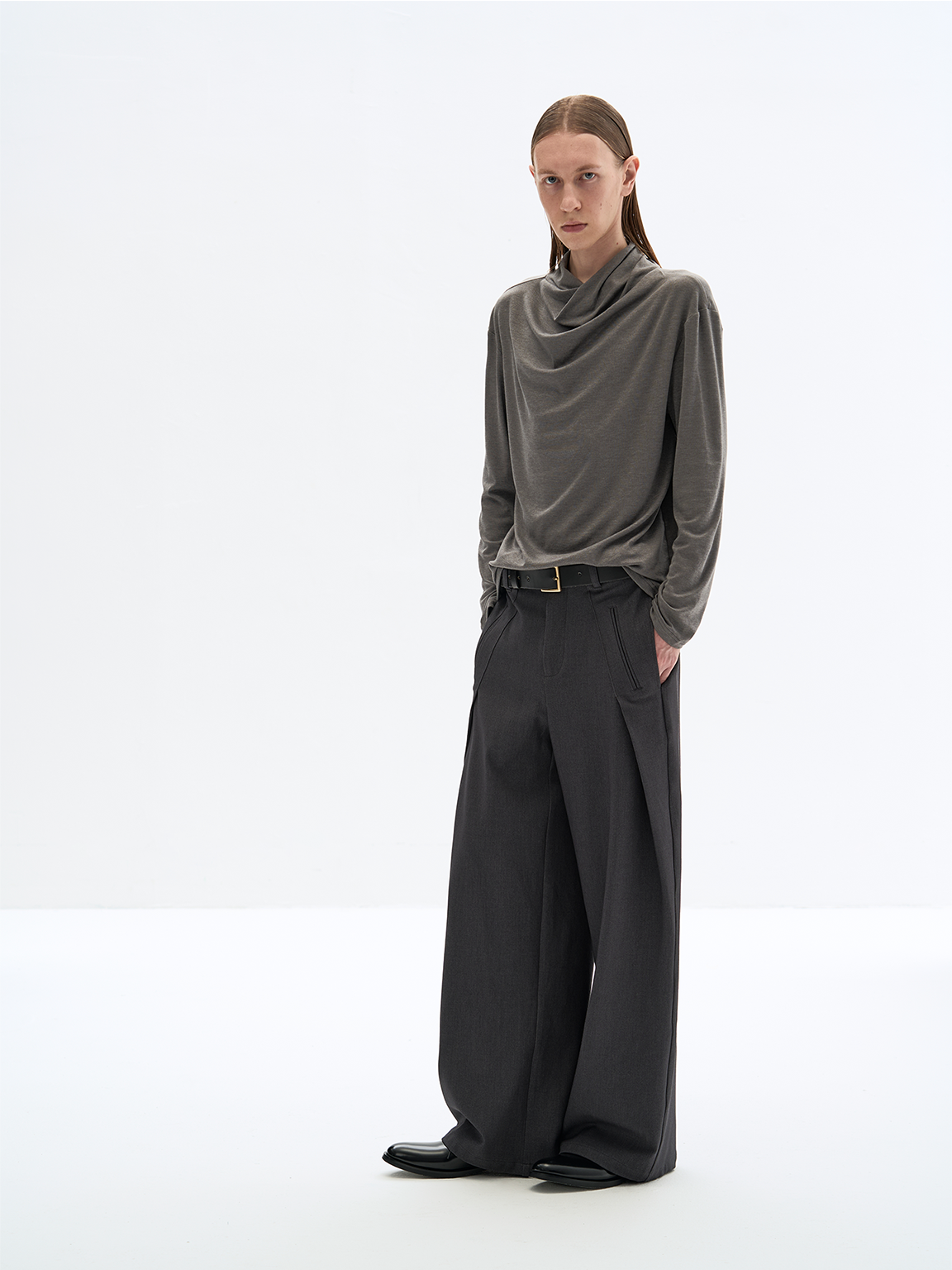 Wrap Neck Long Sleeve T-shirt