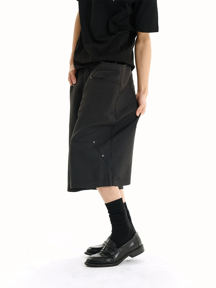 Double waist stripe cropped pants