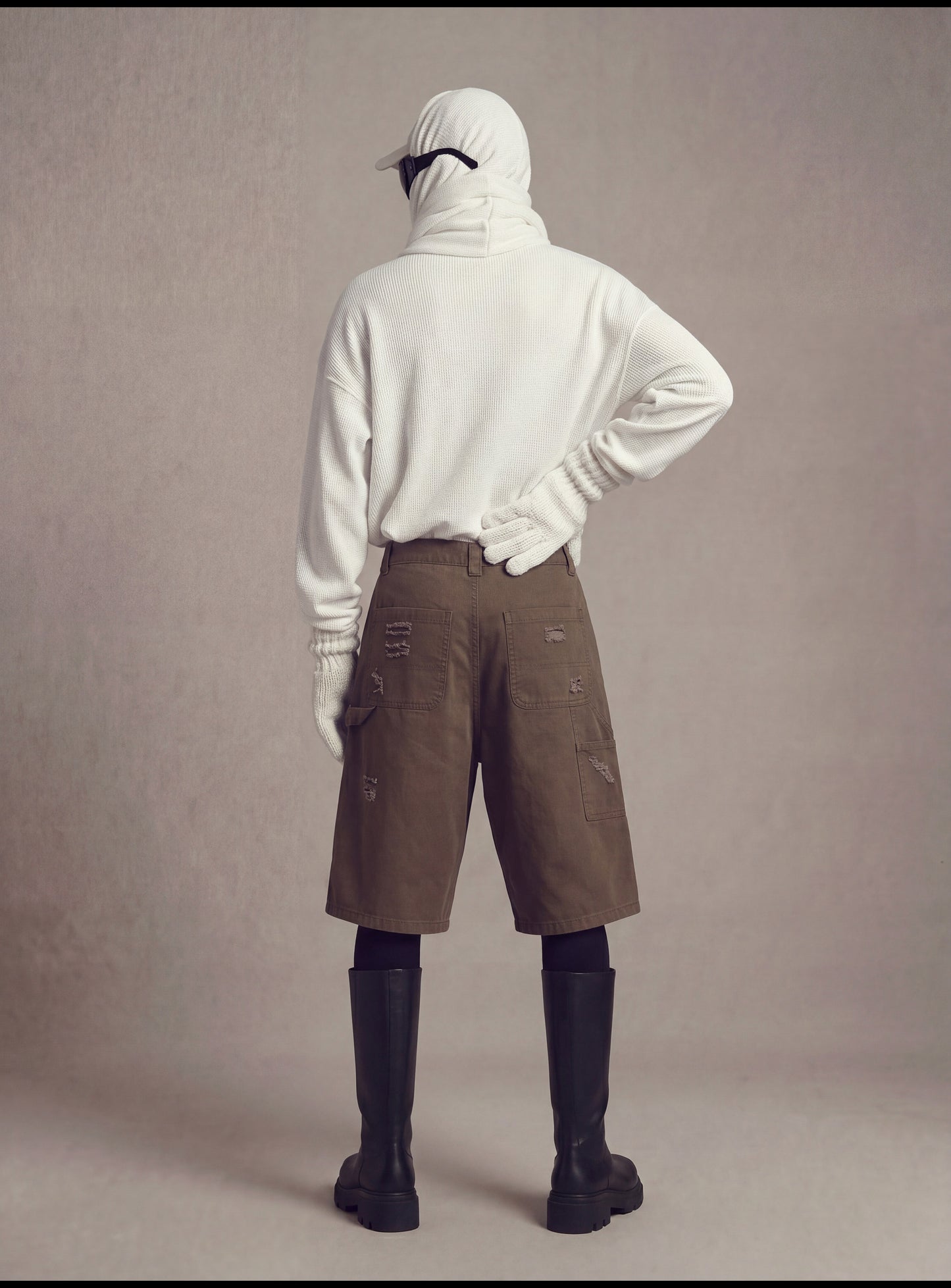 Distressed work shorts