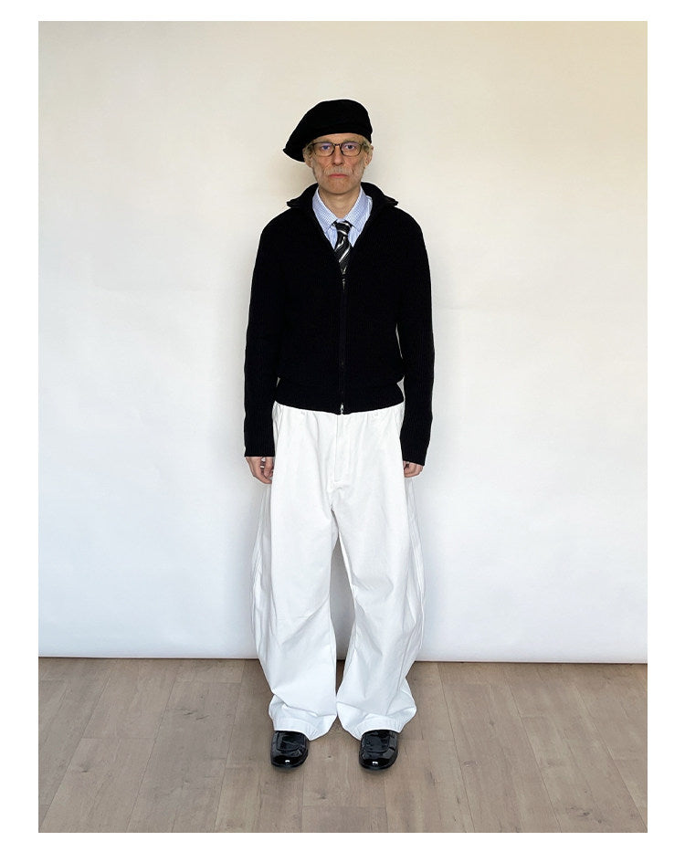 Basic zipper turtleneck knit