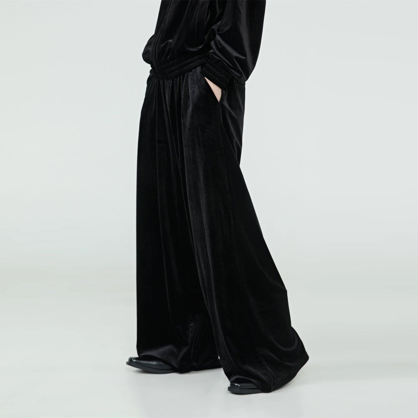 Wide-Leg Velvet drape Trouser