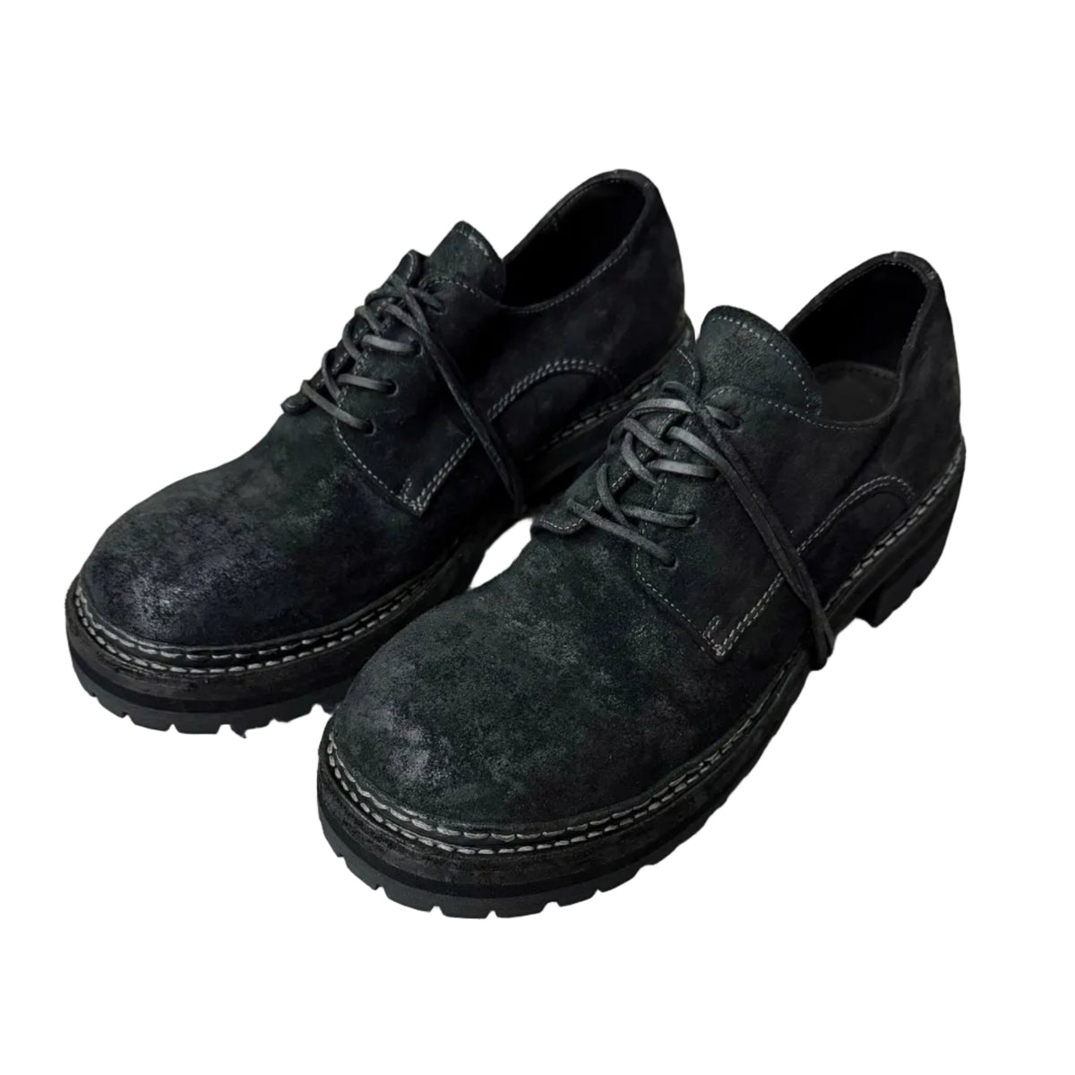 Double thread Goodyear derby leather shoes