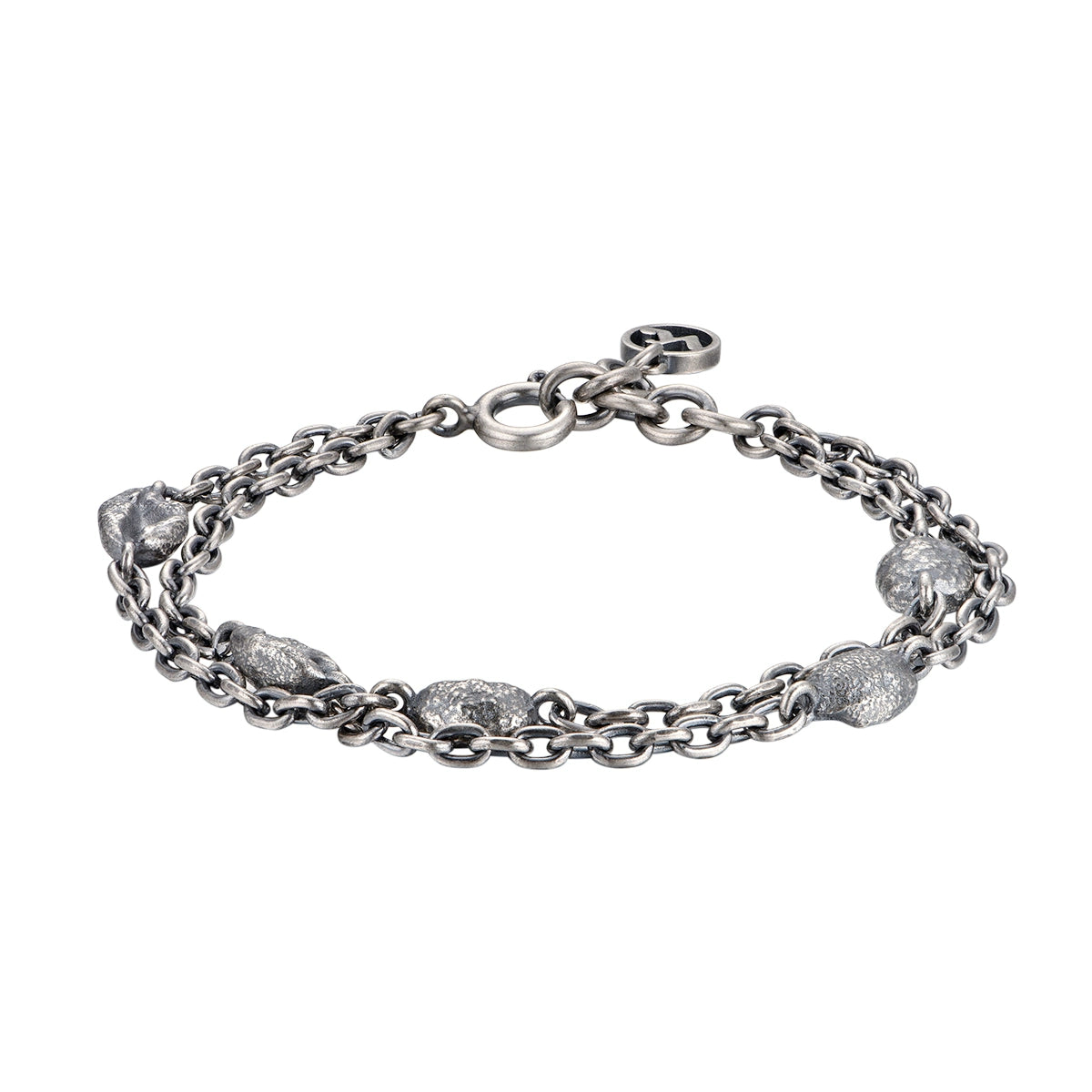 JANENG 925 Silver Stitching Double Layer Bracelet