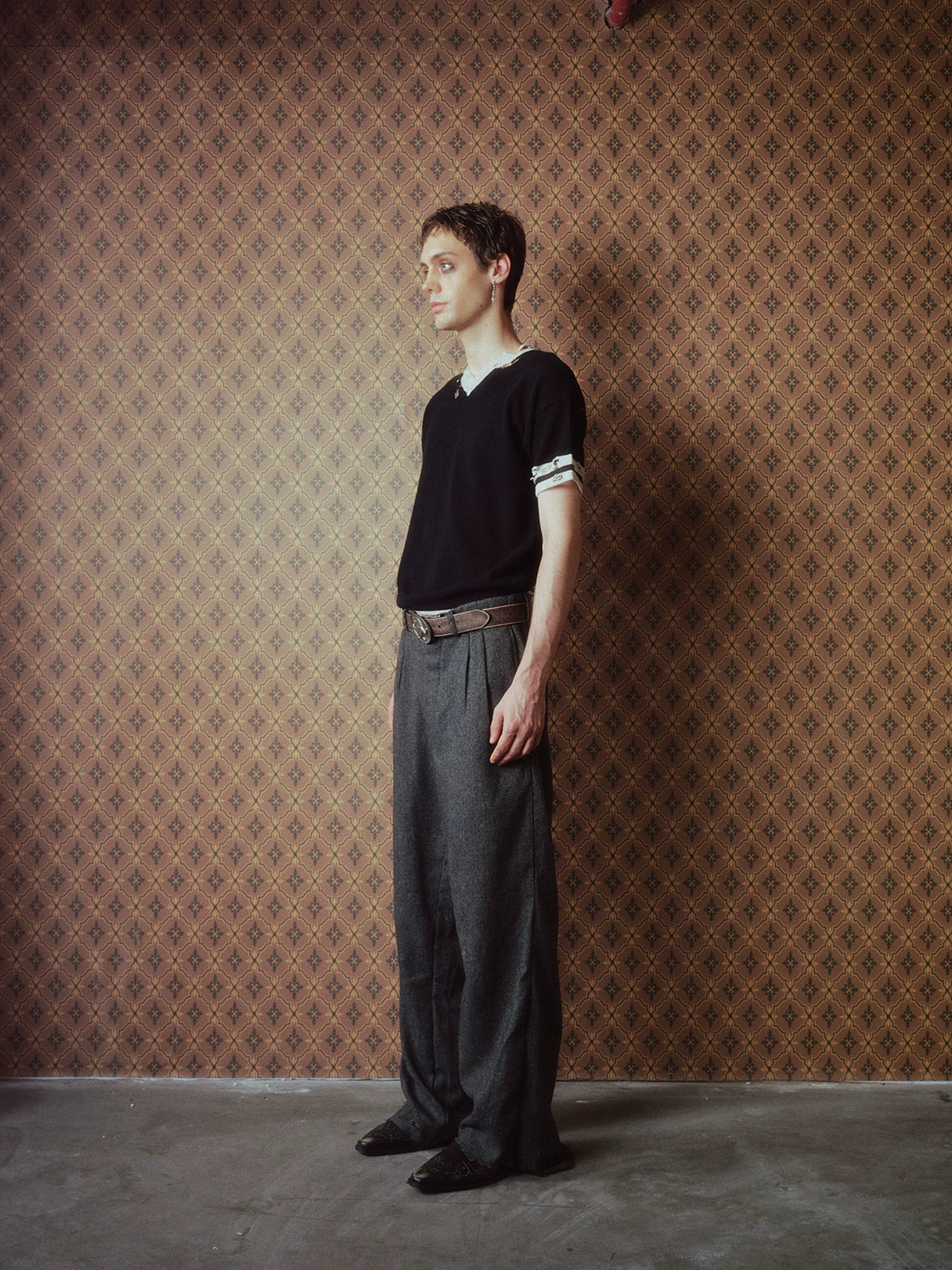 Dirty Mud Destroys Ankle Herringbone Trouser