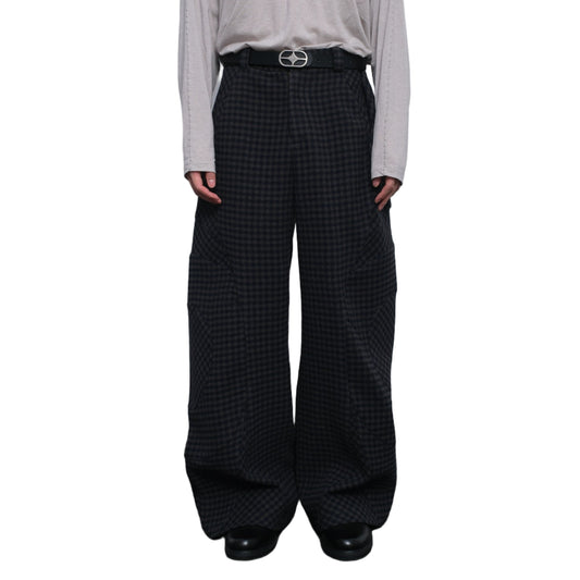 Wool Plaid Wide Leg Pants