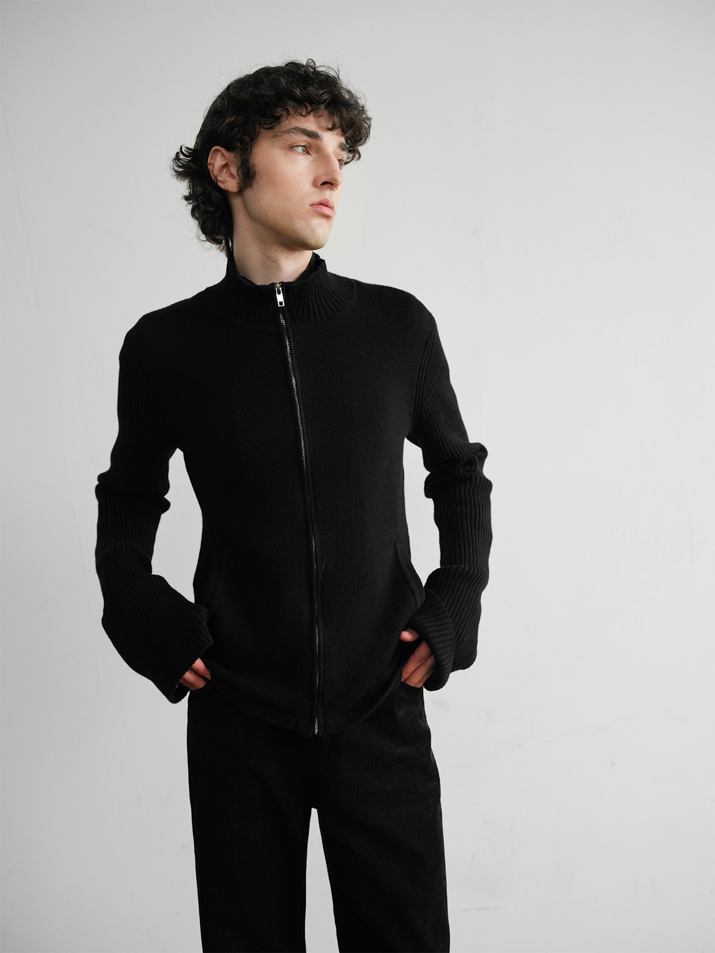 Merino wool Turtleneck Zip Cardigan