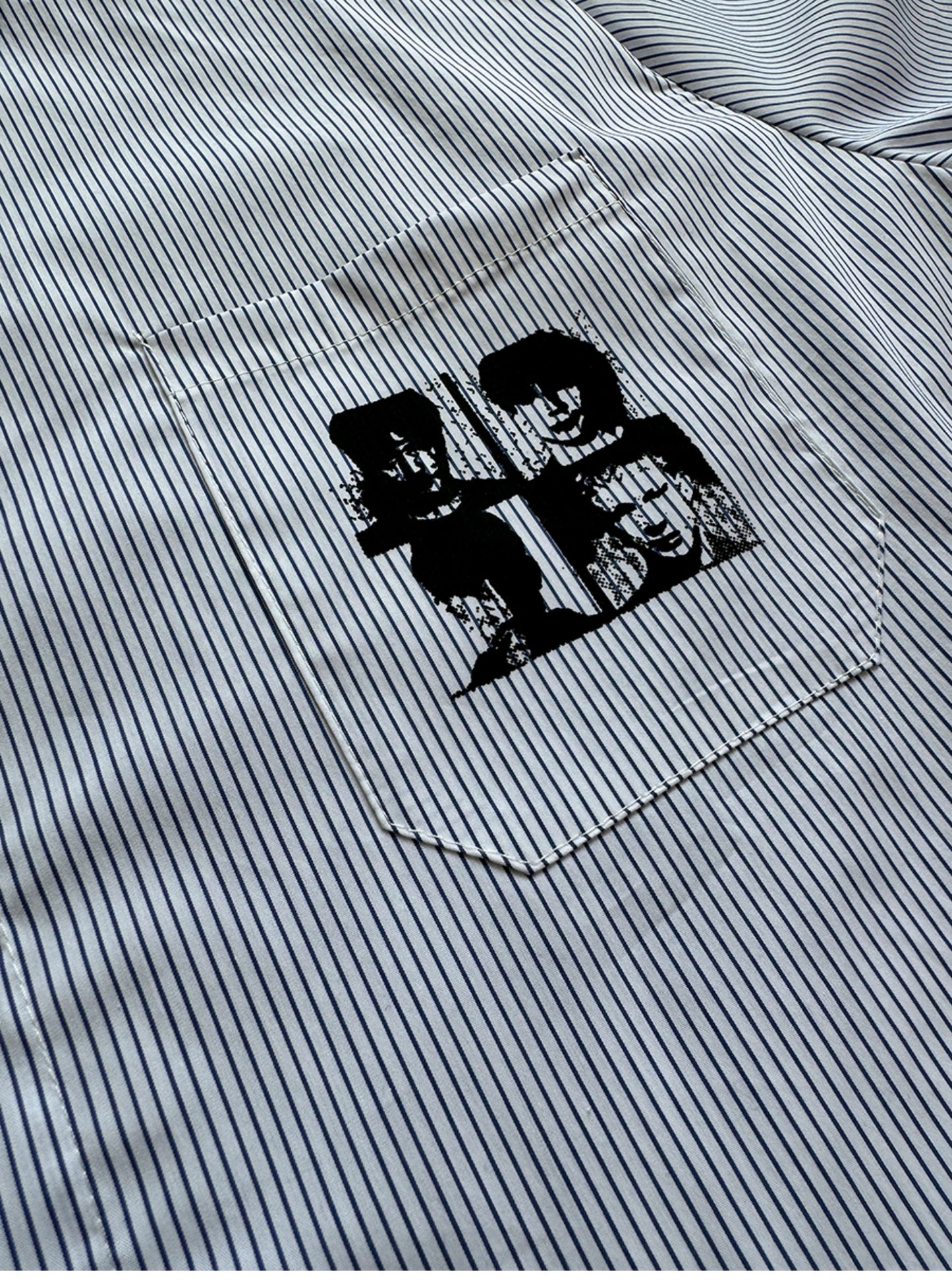 *Moon* Printed stripe short sleeve shirt