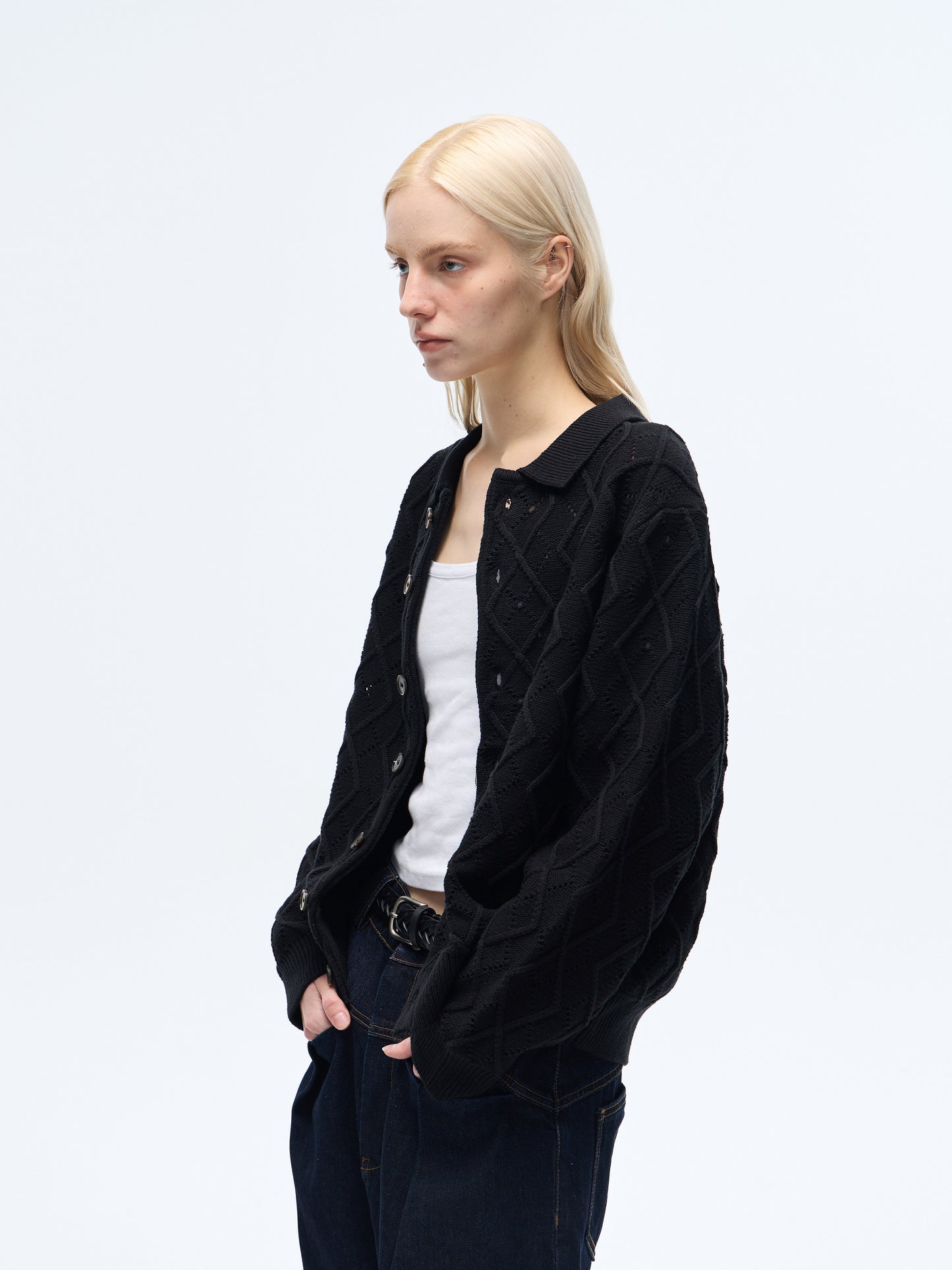 3D twisted knit cardigan