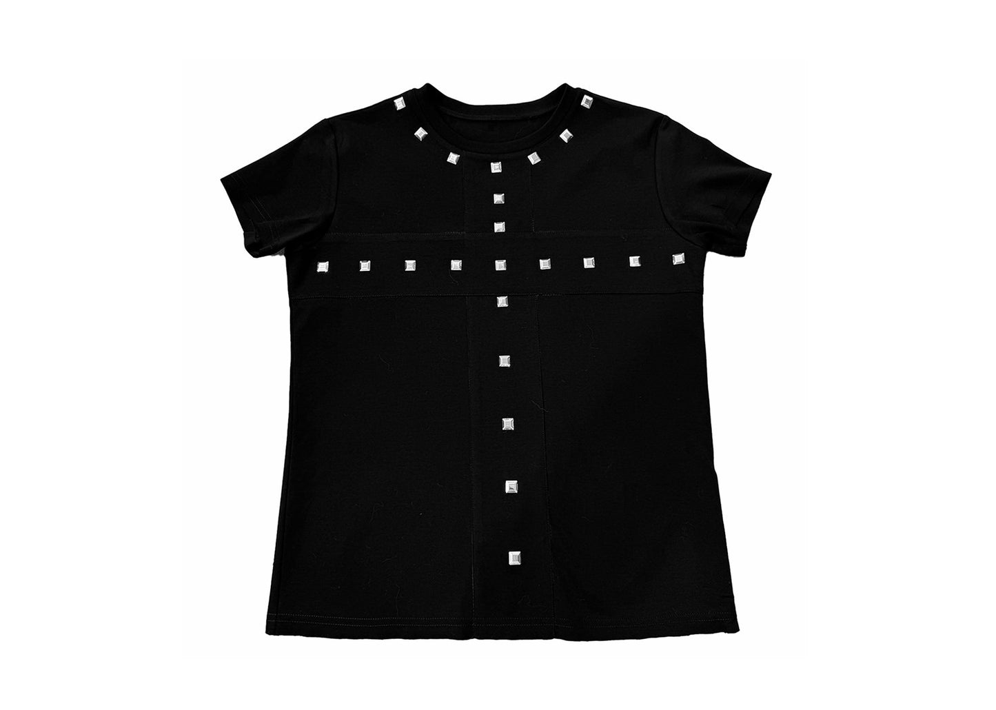 Cross stud slim short sleeve T-shirt