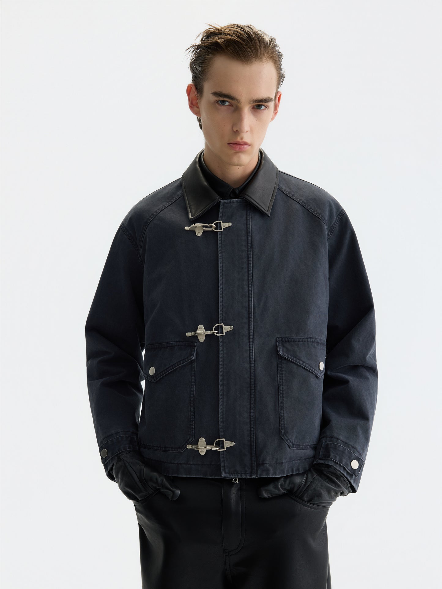 Distressed Buckle Cargo Jacket