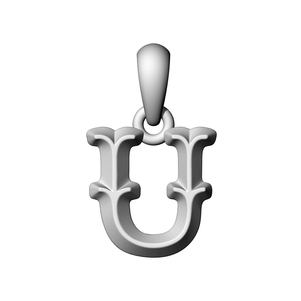 925 Silver Vintage Letter Pendant Necklace