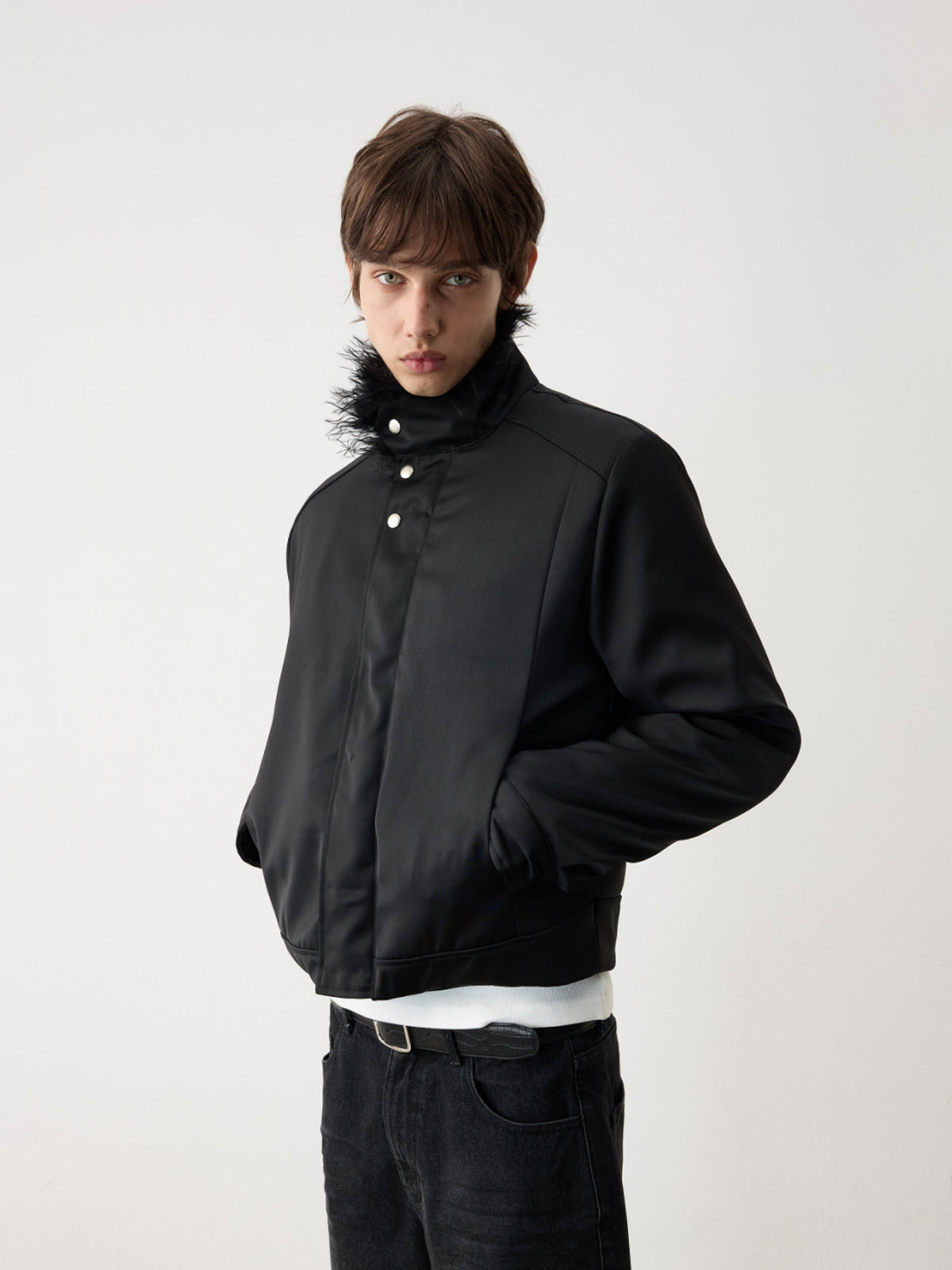 Wool Collar Slim Fit Jacket