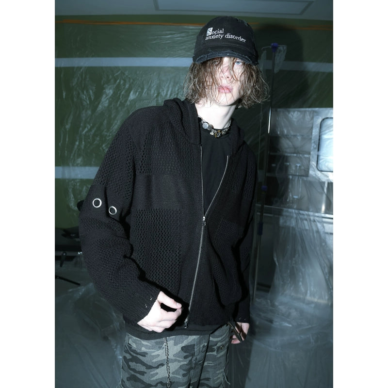 Cut-out Texture Hoodie