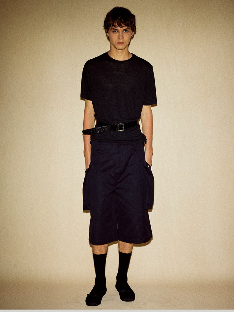 "NOIR VEIL" Linen T-Shirt