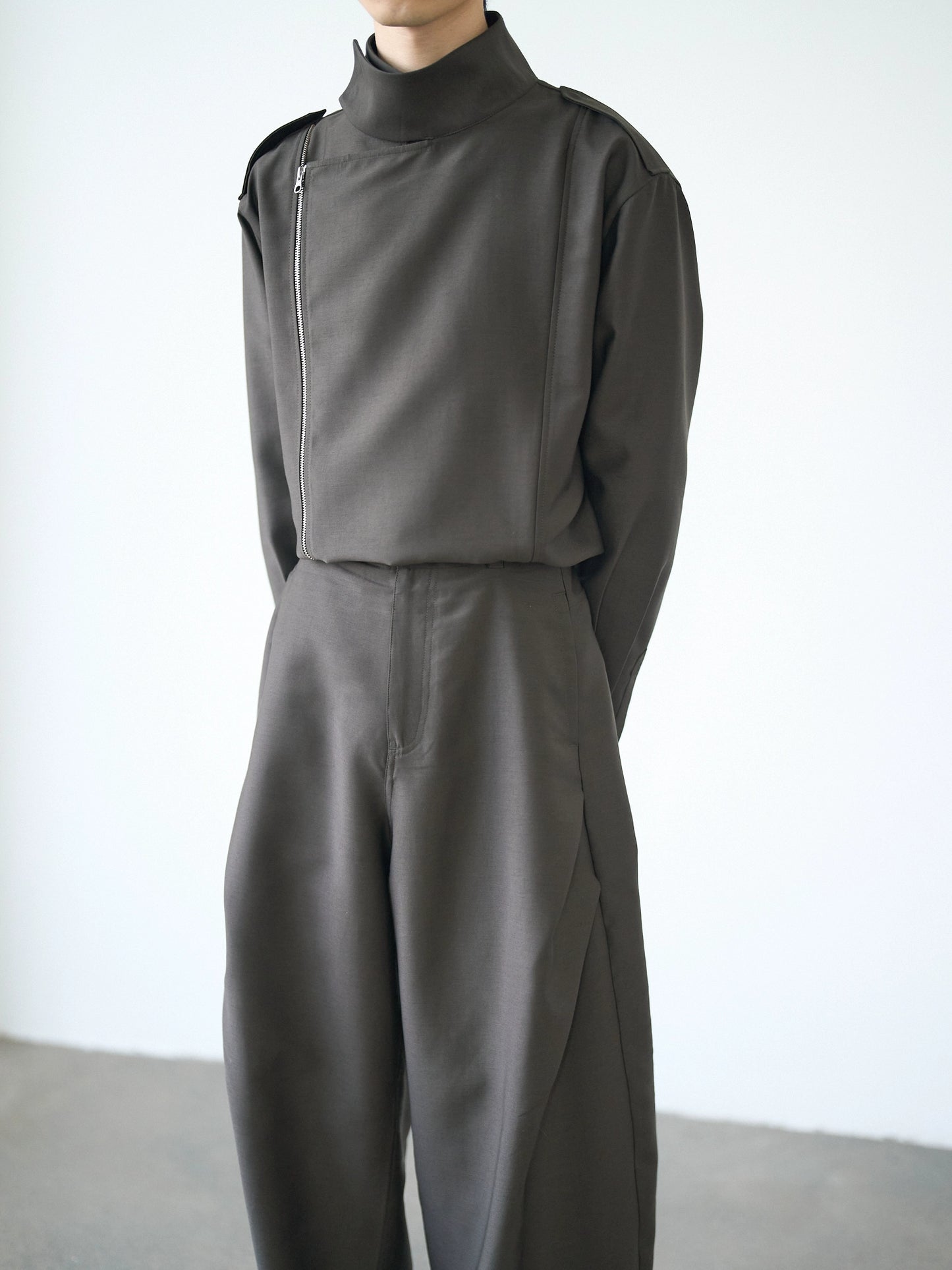 High Neck Zip Up Cropped  Jacket