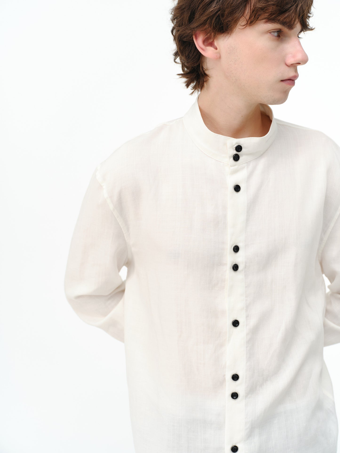 Asymmetrical button long-sleeve shirts
