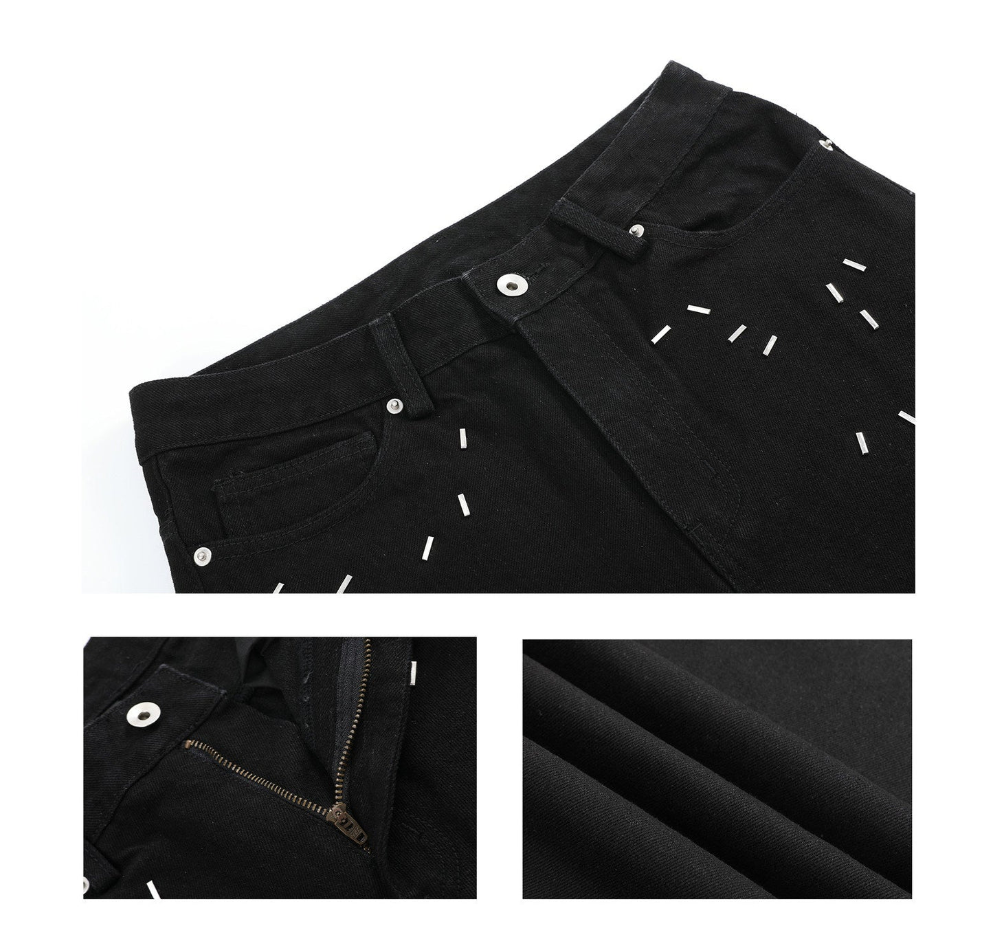 Broken nail embellished jeans