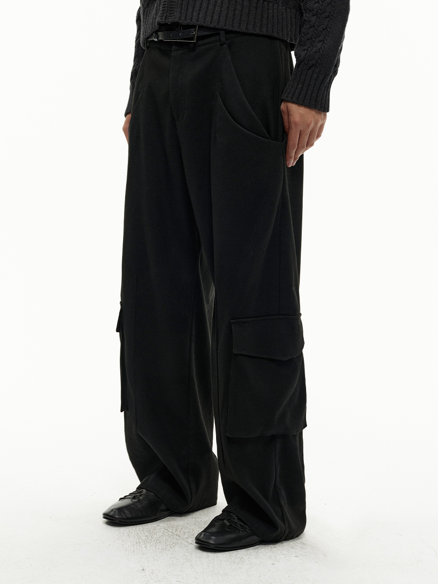 Double slip side patch pocket cargo pants