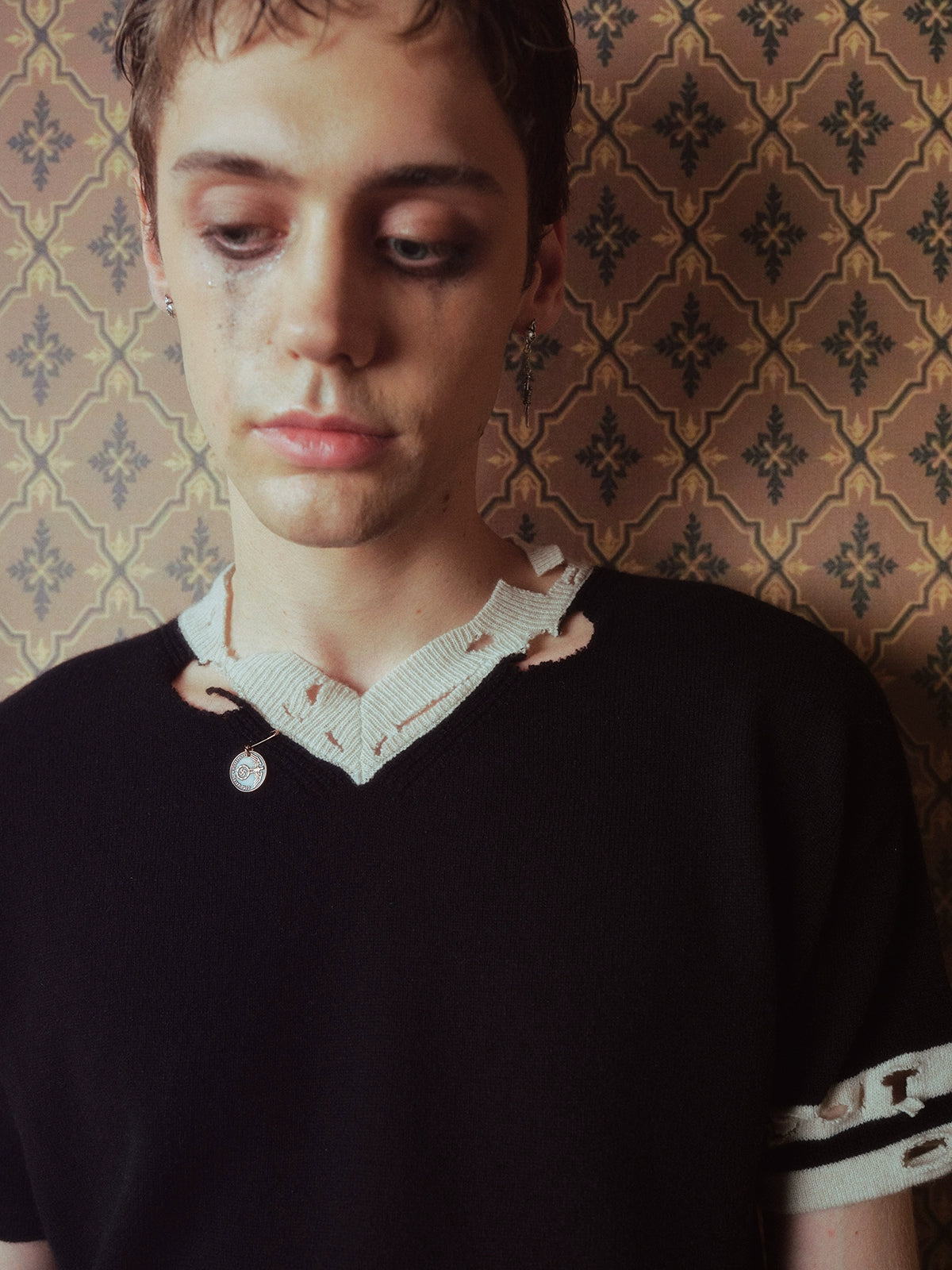 Antique Silver Heart Stud Earrings