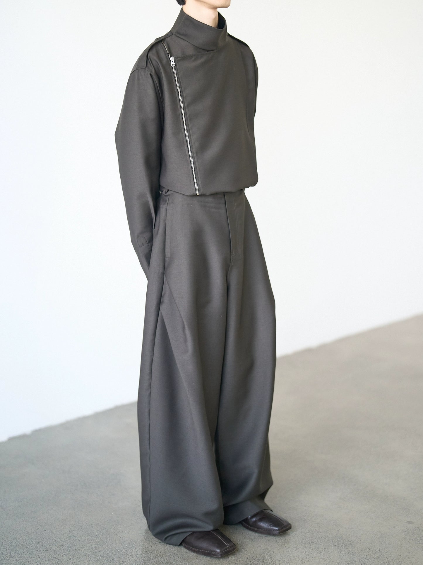 High Neck Zip Up Cropped  Jacket