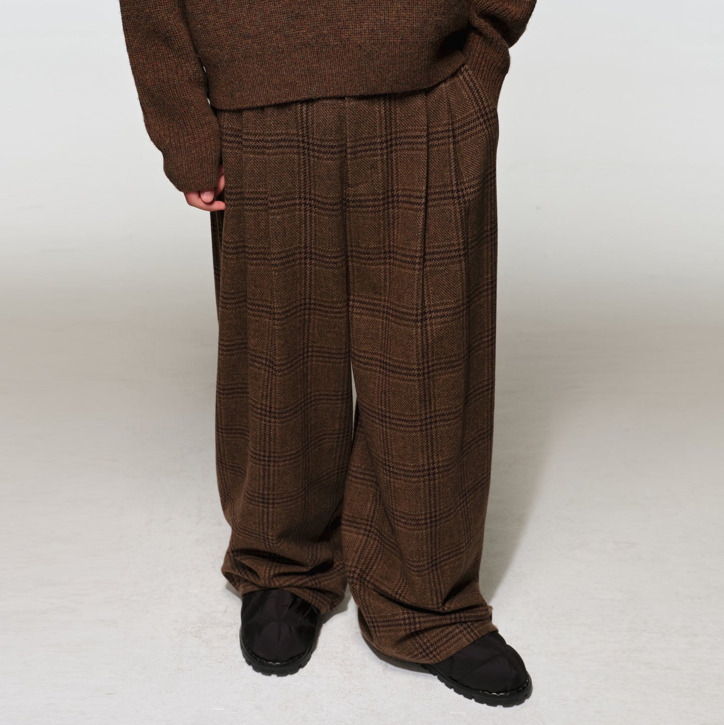 Plaid Wool Wide-Leg Pants