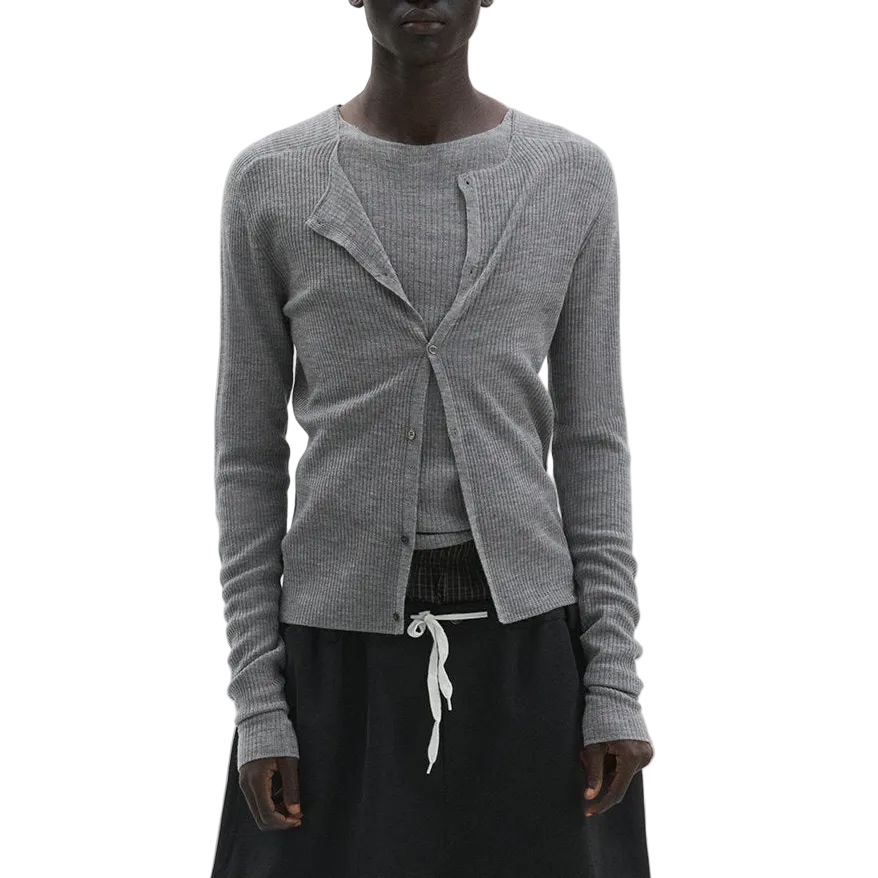 Layered crew neck long sleeve T-shirt
