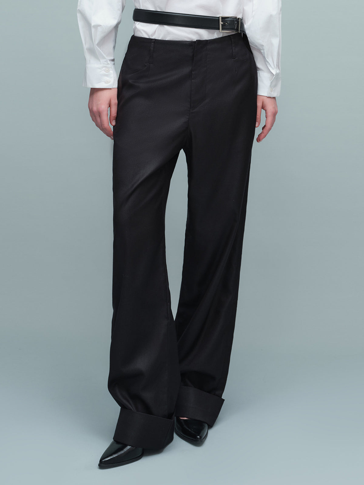 Slim-fit waistless hemmed dress pants