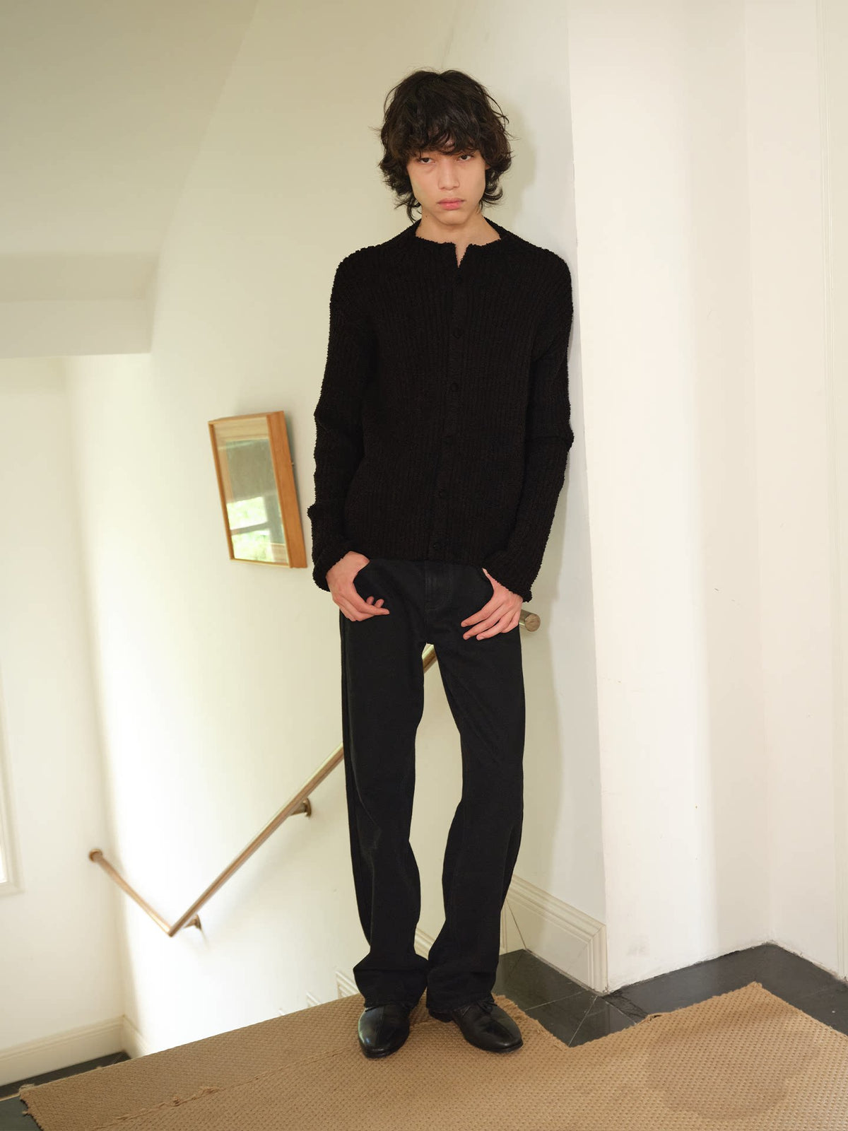 Slim black sweater cardigan
