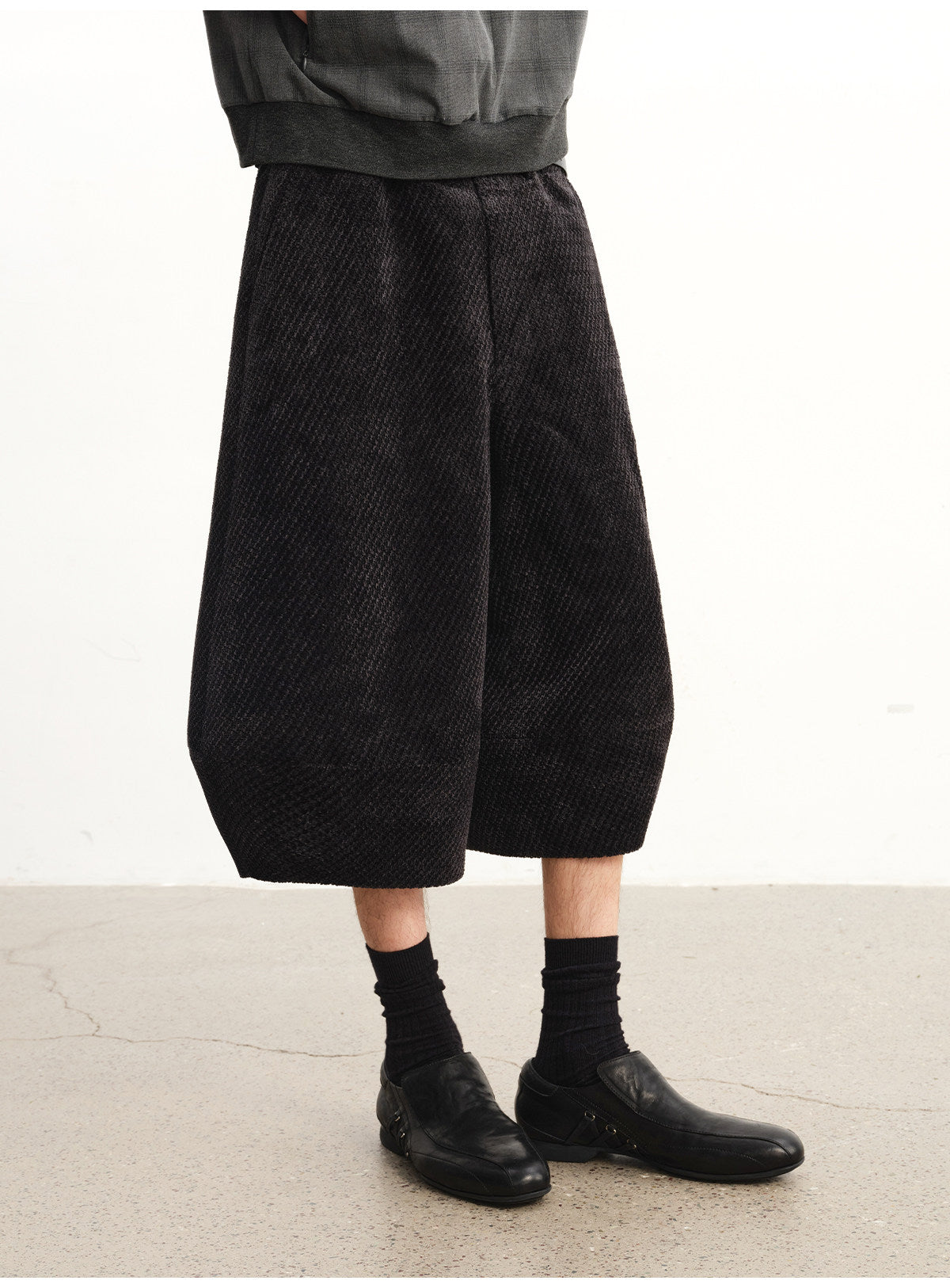 Layered velvet shorts