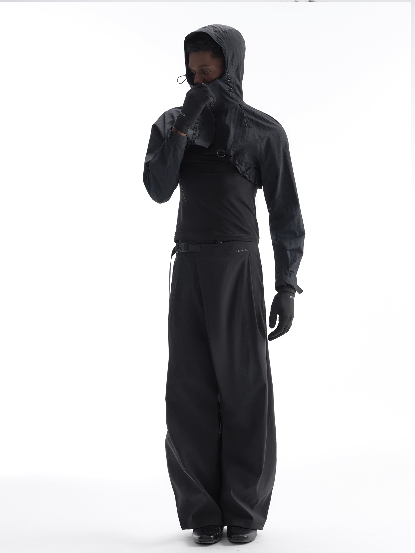 Buckle nylon trousers