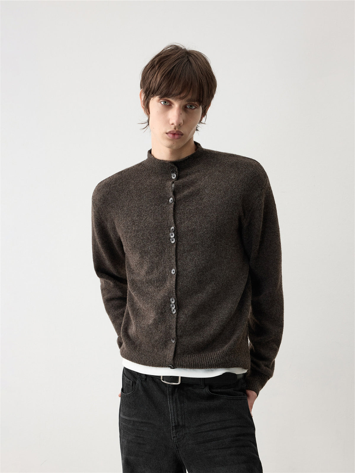 Mid-Turtleneck Thickened Cardigan