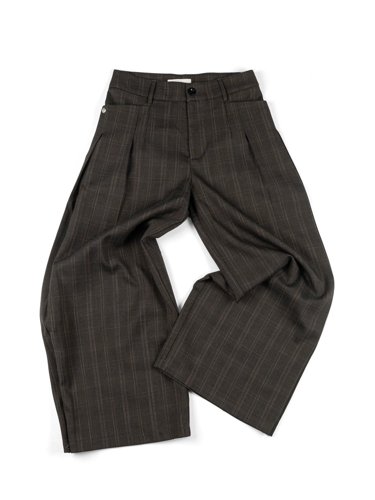 Plaid Double Pleated Pants