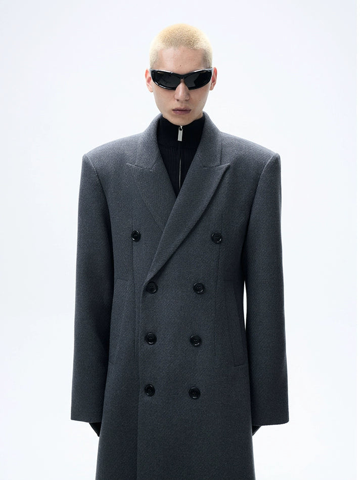Long Double-Breasted  Wool Coat