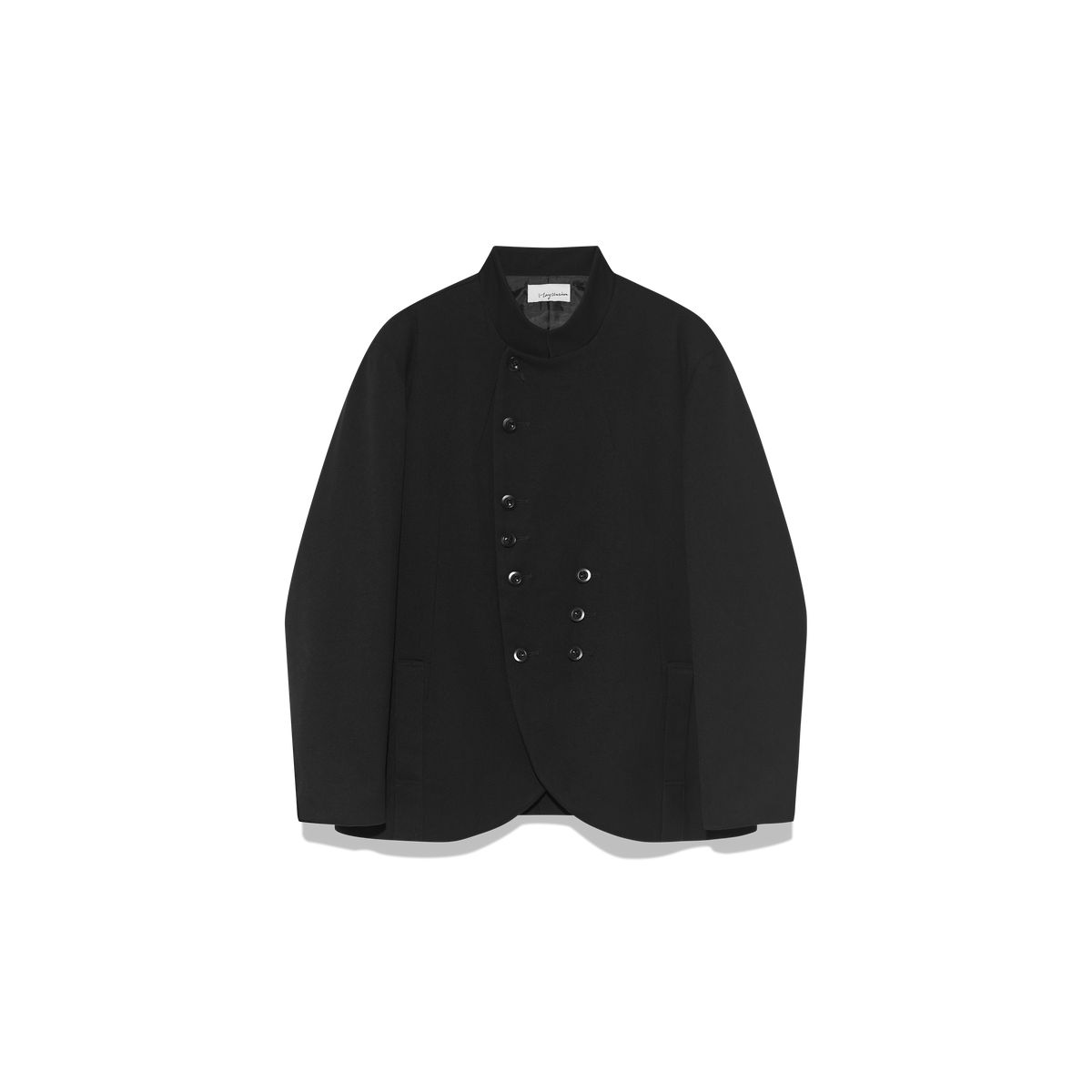 Slanted placket pleated blazer