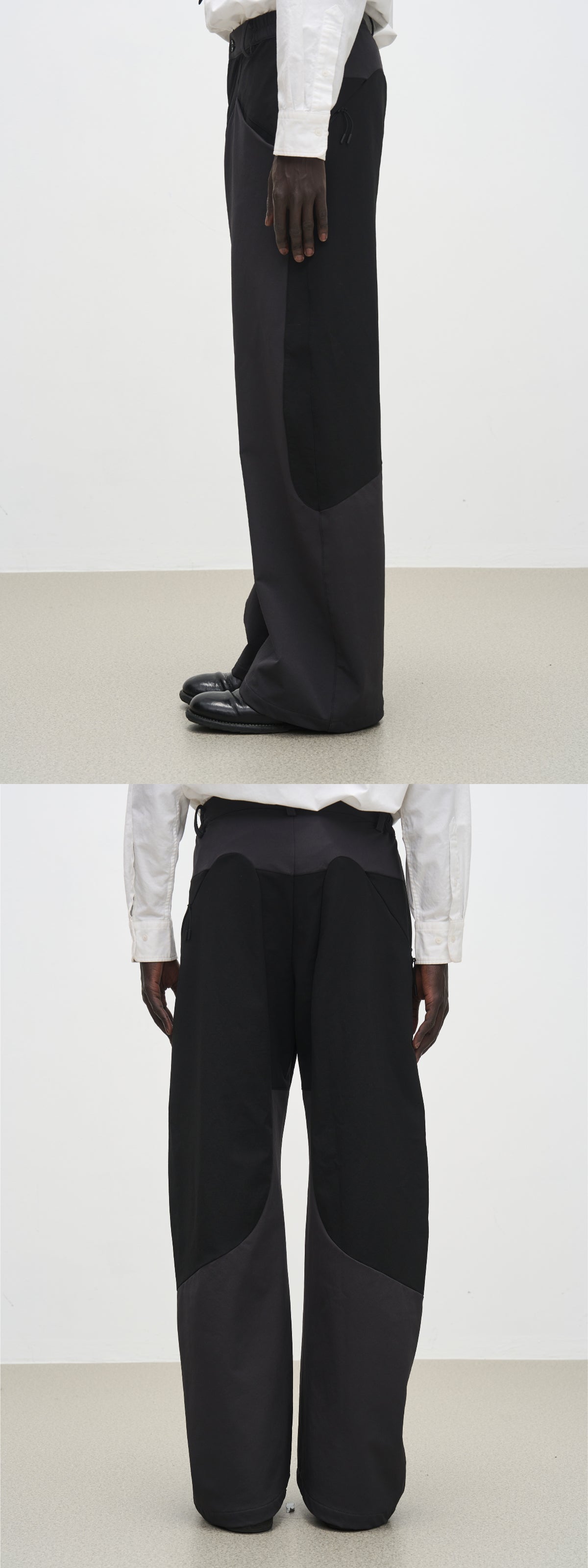 'Triangle' panel loose straight-leg softshell casual trousers