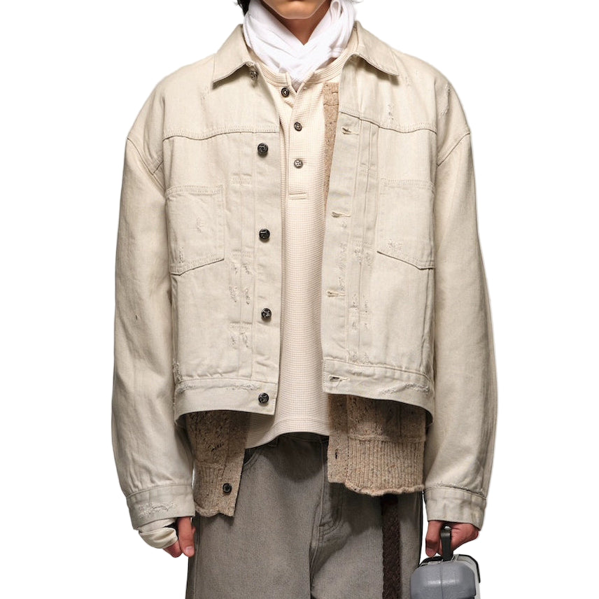 Off-White Two-Tone Vintage Washed Denim Jacket